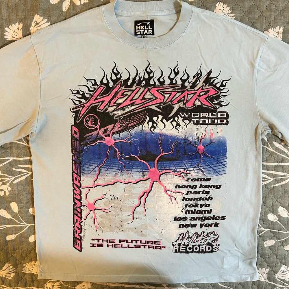 Hellstar World Tour Light Blue Graphic Tee EUC!!! GREAT DEAL!!!